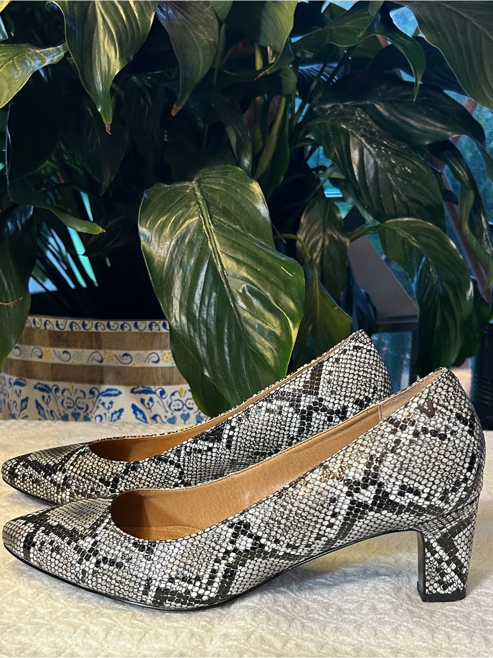 Vionic Madison Mia Snake Print Block Heel Pumps Size 9.5 (Excellent Condition!)